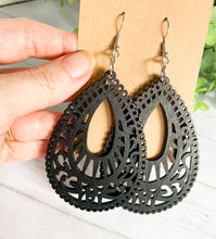 Load image into Gallery viewer, Big boho wood earrings
