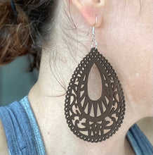 Load image into Gallery viewer, Big boho wood earrings
