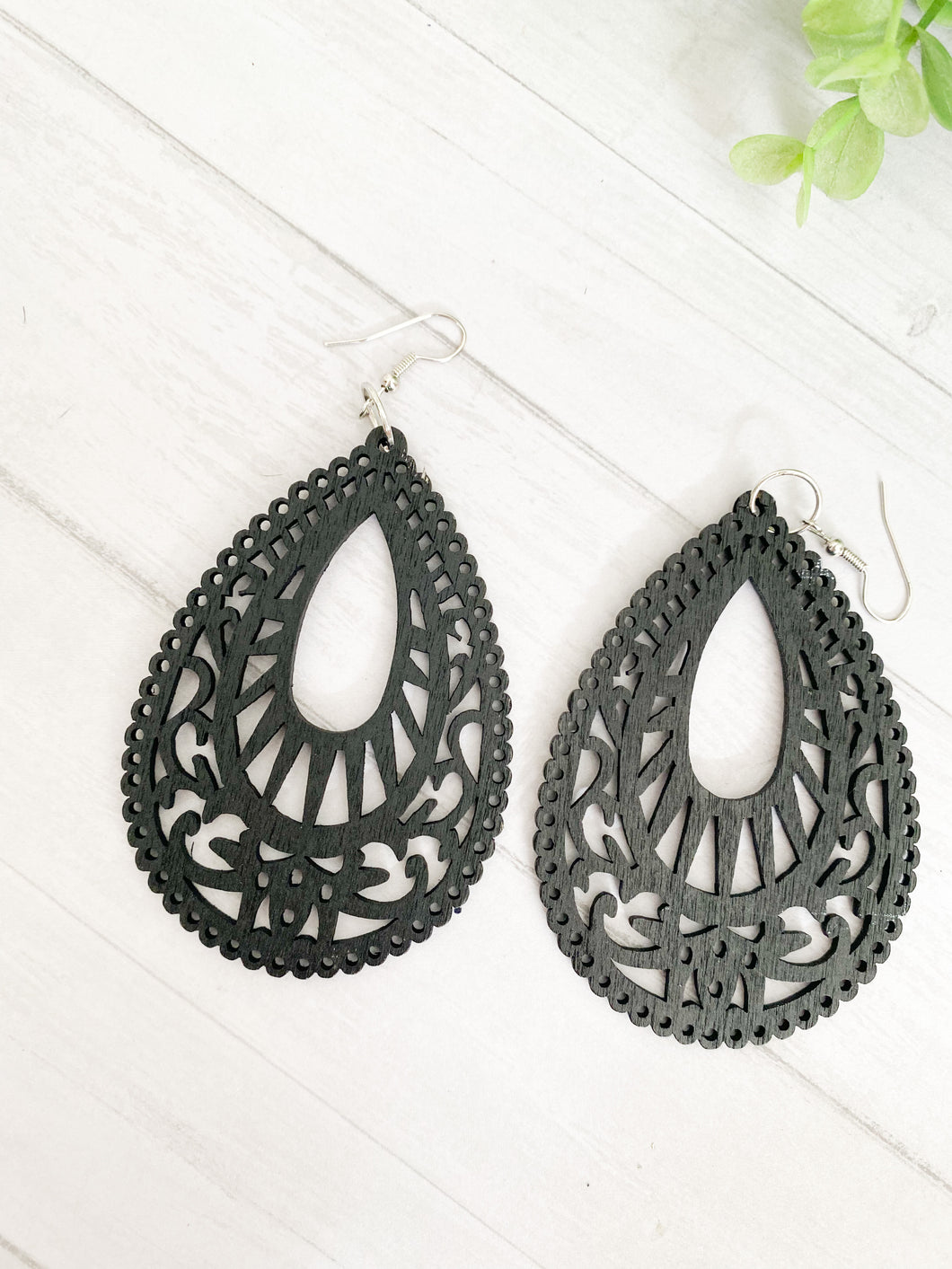 Big boho wood earrings